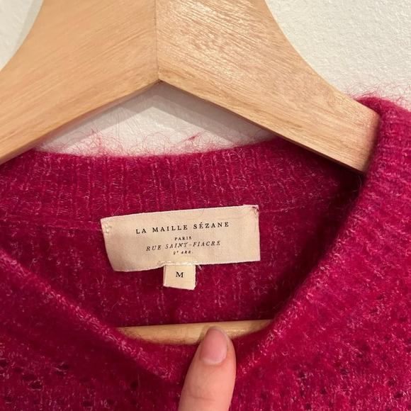 SEZANE kid mohair/wool ruffle ballon sleeve sweater size  M - Picture 6 of 8